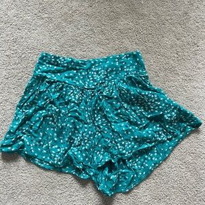 Teal Patterned Women's Shorts
